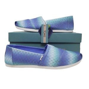 TOMS Glitter Mermaid Scales Print Comfort Shoes Casual Slip-on Flats Size 9 New